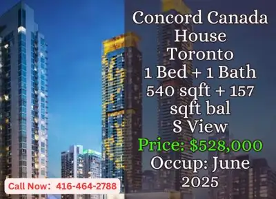 ️ Canada House | Toronto ️ 1 Bedroom | 1 Bathroom 540 sqft interior + 157 sqft balcony South Exposur...