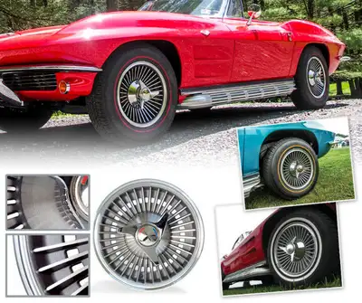 Selling a set of 4 Corvette Knock off wheels with all hardware including adaptors and spinners etc....
