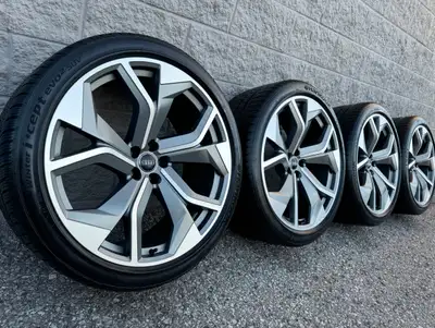Hankook i*Cept Evo2 SUV AO Snow Tires and original 23 inch Audi RSQ8 "Audi Sport" Two-Tone Satin Tit...