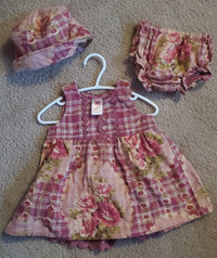 April Cornel baby girls dress/bloomers/hat set 100% soft cotton