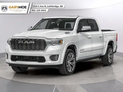 The 2026 Ram 1500 Tungsten, finished in a pristine white, epitomizes power and control with its 44 d...