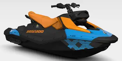 NEW 2026 Sea-doo Spark Trixx 3-up Audio in gulfstream blue/orange crush. This play full 3-up Trixx f...