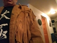 Davy Crockett suede leather fringe vest jacket coat manteau 