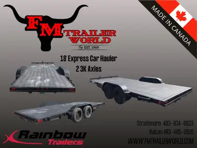 18' Rainbow Express Car Equipment Hauler/Trailer 2-3500# Axle Brakes Slide in Ramps - No Dealer Fees...