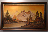 Oil Painting of "The Three Sisters Mountains" with Custom Frame