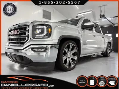GMC SIERRA SLE 4x4 SURBASSÉ LOW RIDER, VITRES TEINTÉESCREWCAB BOITE DE 6' MAG 22" GPS POUR BEAUCOUP...