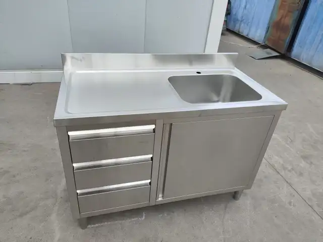 SS SINK W/ 3 STORAGE DRAWERS COMMERCIAL KITCHEN UTILITY 1218238 in Other in Regina - Image 4