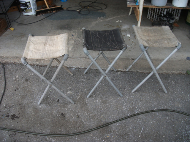 Three vintage heavy duty Folding Camp Stools in Patio & Garden Furniture in Belleville