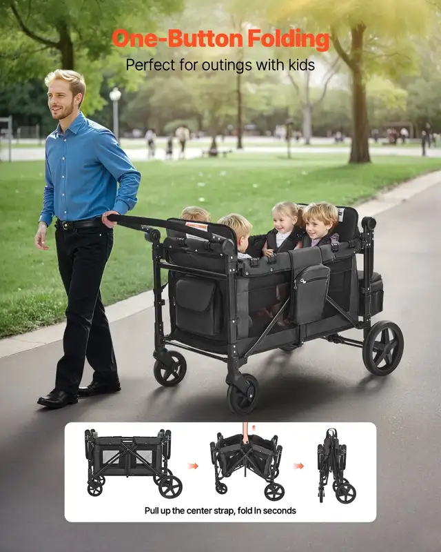 4-Seater Wagon Stroller – Foldable, Durable, & Family-Ready! in Strollers, Carriers & Car Seats in Oakville / Halton Region - Image 4
