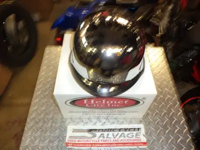 sonic cycle has brand new chrome german helmets old school chopper helmets in stock l. and xl. very...
