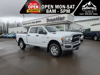 The 2024 Ram 3500 Big Horn 4x4 Crew Cab in a striking white finish offers an impressive blend of pow...