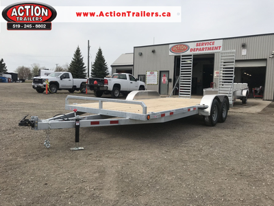 HOT DIPPED GALVANIZED ACTION SERIES 7 X 18 TANDEM AXLE LOW PROFILE CAR HAULER WITH REAR RAMPS!! WE O...