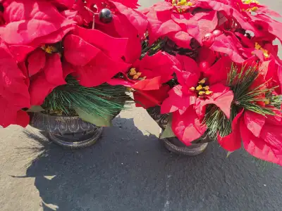 MICHAELS HANDCRAFTED RED TABLE TOP POINSETTA ARRANGEMENTS, View more
