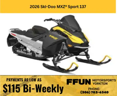 PRICE DOES NOT INCLUDE PDI/ FFUN ADVANTAGE/ TAXES Save $1000 2026 Ski-Doo MXZ Sport 137Dynamic trail...