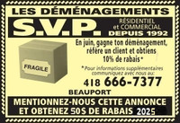 $25\hr DÉMÉNAGEUR & AIDE DÉMÉNAG... 418-666-7377 Québec City Québec Preview