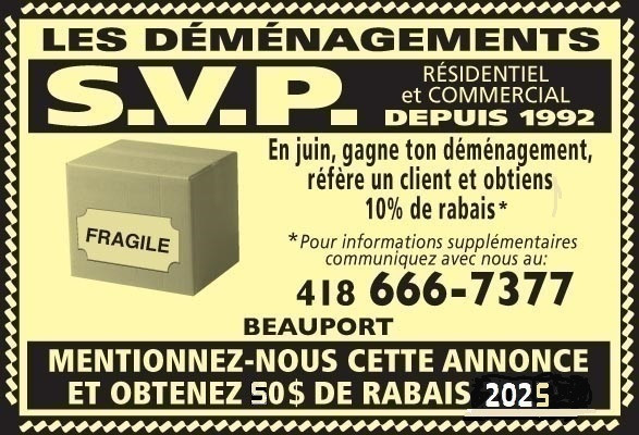 $25\hr DÉMÉNAGEUR & AIDE DÉMÉNAG... 418-666-7377 dans Travail général  à Ville de Québec