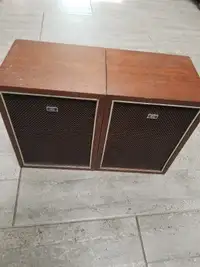 Vintage Wired Sharp CP-402 Audio Speaker Bookshelf Wood
