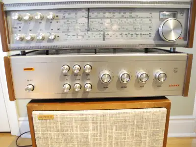 RARE VINTAGE PHILIPS 697 HI-FI TUNER & 590 AMP & 1 DYNACO A-25, View more