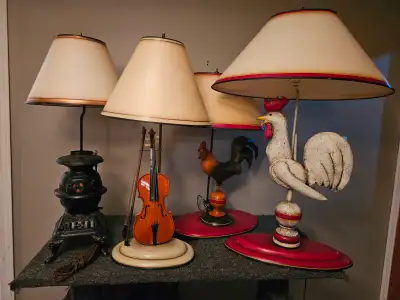 Collection de 4 lampes antique signé Jean Paul Lessard lampiste, View more