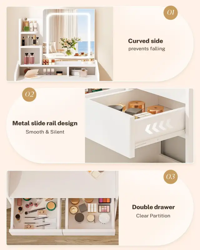 BRAND NEW - Small Vanity Desk Set with Square Mirror and Light.. in Dressers & Wardrobes in Oakville / Halton Region - Image 6