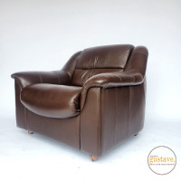 Fauteuil en cuirette brun retro vintage