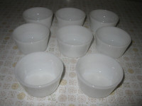 Set of 8 GLASBAKE Milk Glass Ramekins / Custard / Dessert Cups