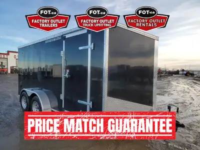 NEW Factory Outlet 7x14ft Enclosed Cargo Trailer - Rear Barn Doors - Wedge Front - 32in Side Door w/...