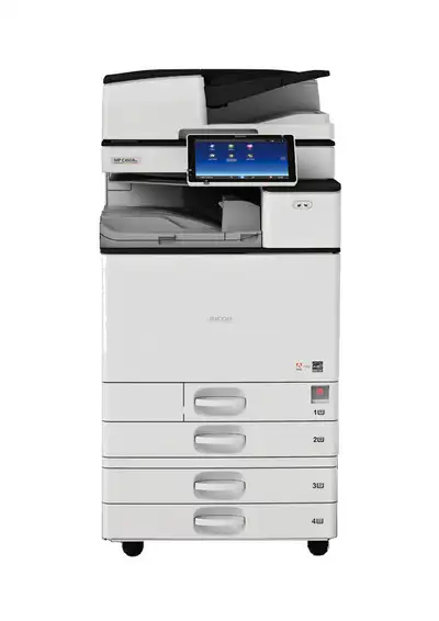 The Ricoh MP C2504 Color Copier has print, copy, scan and duplex printing. It is a reliable and effi...