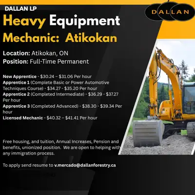 Heavy Equipment Mechanic- Atikokan, View more