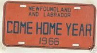 Wanted to buy .... 1966 Newfoundland "Come Home Year" license pl