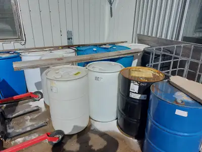 Used Coolant and Windshield Washer Fluid Barrels Call Chester Bartel 204 746 5471 or Lynn Bartel 204...