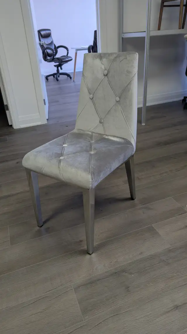 ALISON Dining Chair Grey Fabric, chrome legs | Chairs & Recliners ...