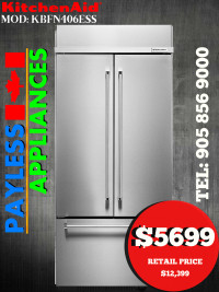Kitchenaid KBFN406ESS 36" Built In Refrigerator 20.8 cu. ft. Cap