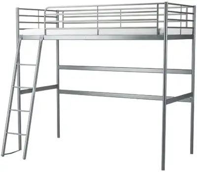 Loft-Style Metal Bunk Bed Frame with Twin Spring Mattress, View more