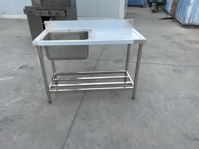 SS COMMERCIAL SINK WITH DRAINBOARD KITCHEN PREP STATION 1218242, View more