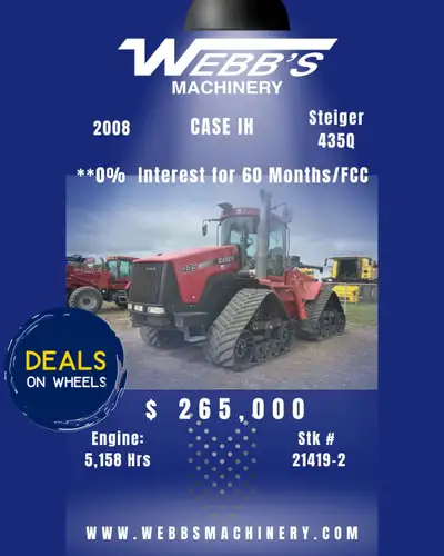 2008 CASE IH STEIGER 435 QUADTRAC 5,158 Hrs, 435 HP, 36" Tracks, Powershift Transmission, High Flow...