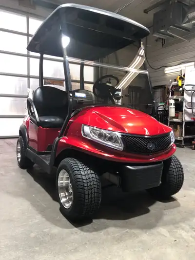 Custom Golf Cart for Sale – Ruby Red Metallic Looking for a golf cart that stands out on the course?...