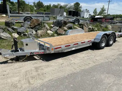 This HYDRAULIC TRAILER is in STOCK NOW! Call Mark 705-378-8888 Electric tilt deck 80' wide x 20' lon...