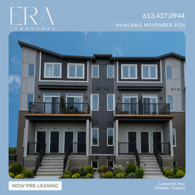 Brand New Townhomes for Rent – Orléans ✨ Model unit available on site – Book your visit today! Now P...