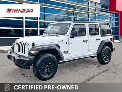 Recent Arrival! Bright White 2024 Jeep Wrangler Sport 4x4, 8-Speed Automatic, Push Button Start, App...