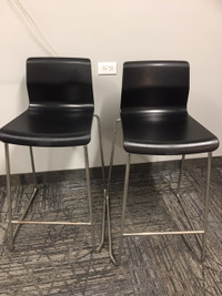 Two IKEA Black Counter Height Bar Stools