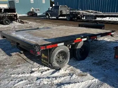 Demo Clearance - Save on this new 2026 Miska 3.5 Ton Deckover Equipment Trailer with 102in.x10' flat...