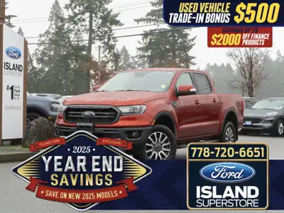 2019 Ford Ranger Lariat Touring with a 2.3L EcoBoost engine, 4X4 drivetrain, sliding rear window, ad...
