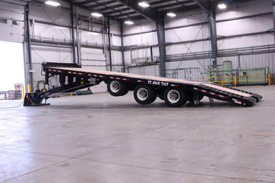 2023 BWS 25-Ton Air-Tilt/No Ramp Pintle Equipment Trailer - 24' x 9'6in Working Deck, Dual Holland M...