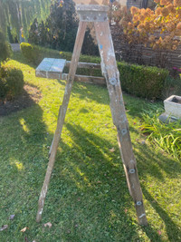 Vintage Wooden Step Ladder 5 Foot for Usage or Decor - READ NOTE
