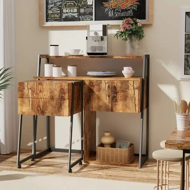 BRAND NEW - Eclife Rustic Wood Buffet Cabinet With Multi-Storage in Other in City of Toronto - Image 7