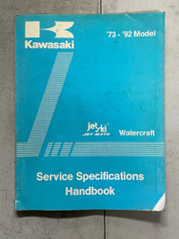 Sm319 Kawi JetSki  '73- 92' Service Specs Handbook Watercraft