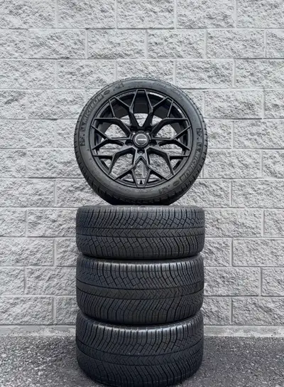 Winter / Snow Michelin Pilot Alpin PA4 N0 Rated Staggered 20 Tires And Aftermarket Superspeed RF07 M...