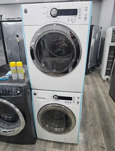 Like New GE 24" White Frontload Stackable Washer Electric Dryer, View more