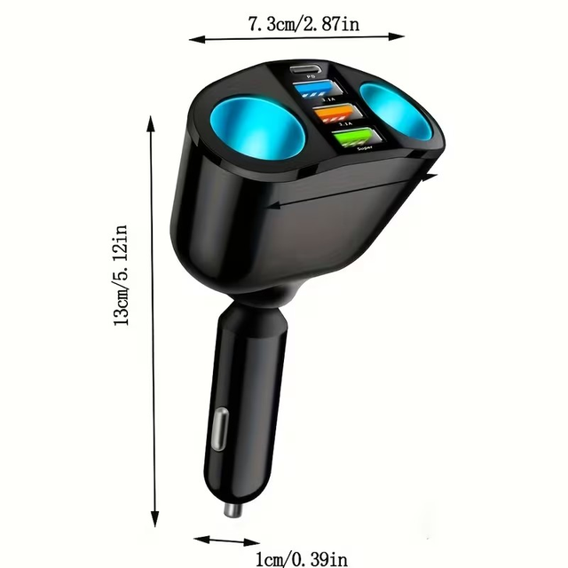 66W 4-Port USB Car Charger with 2 Cigarette Lighter Adapters in Cell Phone Accessories in Mississauga / Peel Region - Image 5